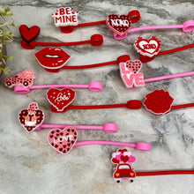 Load image into Gallery viewer, Silicone Straw Toppers Tumbler - Valentine’s Day
