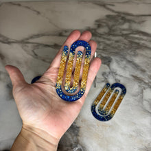 Load image into Gallery viewer, Jumbo Paperclip - Blue Gold Glitter - PREORDER
