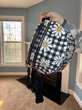 Load image into Gallery viewer, The Roni Nylon Crossbody - Black Gingham Daisy Floral
