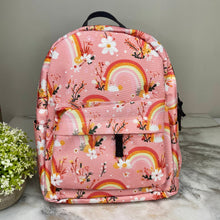 Load image into Gallery viewer, Mini Backpack - Rainbow Floral Yellow Orange Pink
