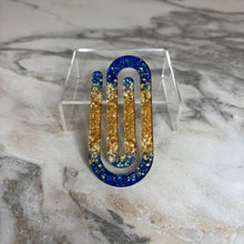 Load image into Gallery viewer, Jumbo Paperclip - Blue Gold Glitter - PREORDER
