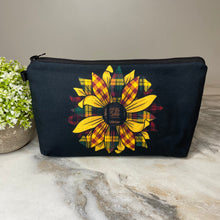 Load image into Gallery viewer, Pouch - Floral, Sunflower Plaid
