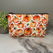 Load image into Gallery viewer, Pouch - Leaves &amp; Pumpkins Watercolor
