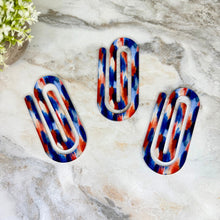 Load image into Gallery viewer, Jumbo Paperclip - Red White Blue Splatter
