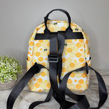 Load image into Gallery viewer, Mini Backpack - Honeycomb Bee Hearts
