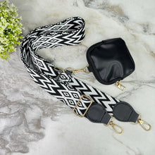 Load image into Gallery viewer, Replacement Strap + Pouch - Black &amp; White Woven Chevron
