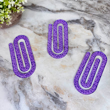 Load image into Gallery viewer, Jumbo Paperclip - Purple Glitter Drops
