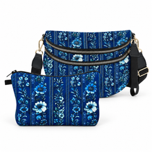 Load image into Gallery viewer, Bundled Set - Roni &amp; Pouch - Blue Floral Stripe
