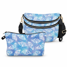 Load image into Gallery viewer, Bundled Set - Roni &amp; Pouch - Butterfly Blue Purple Watercolor
