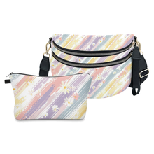 Load image into Gallery viewer, Bundled Set - Roni &amp; Pouch - Pastel Stripe Daisy Floral
