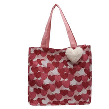 Load image into Gallery viewer, Tote Bag - Heart Dark Pink + White
