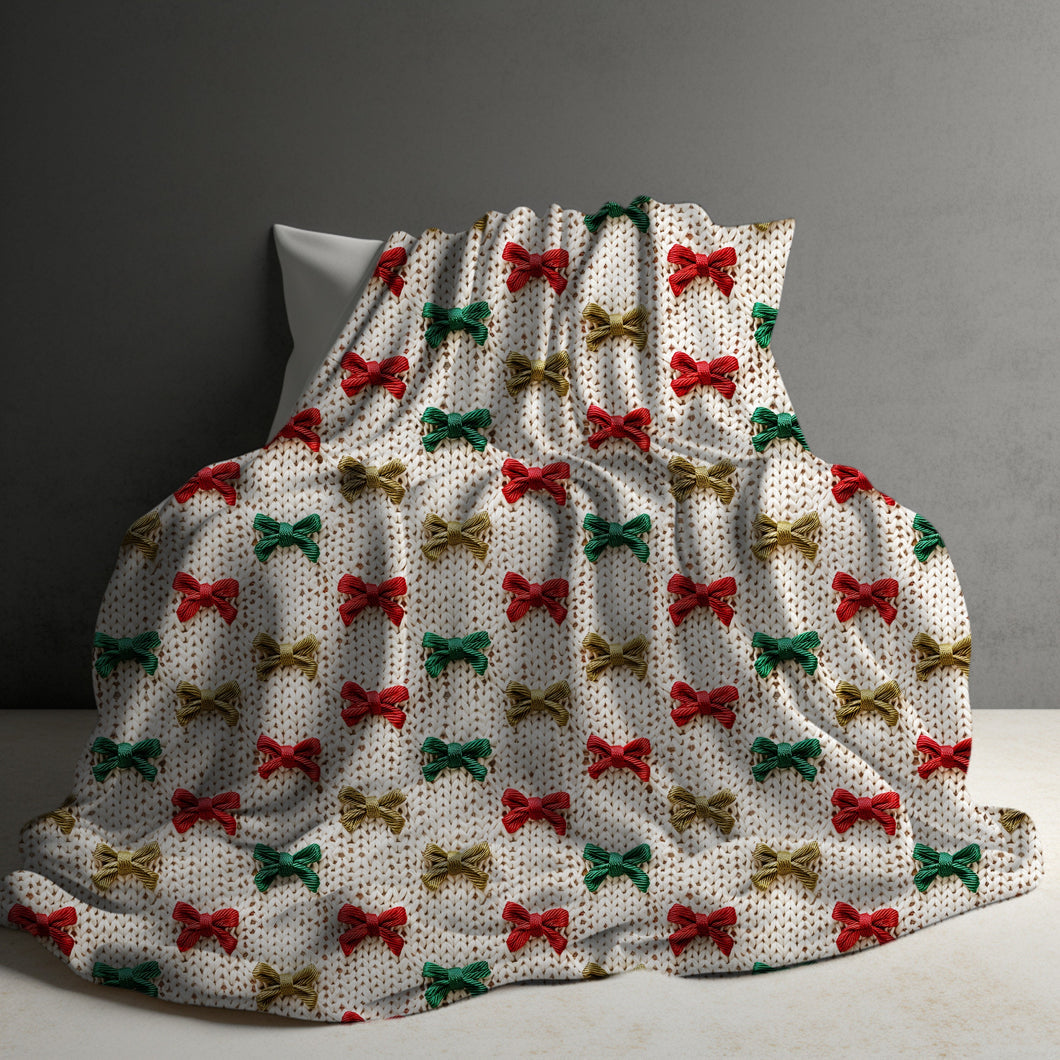 Blanket - Christmas - Knit Bow - PREORDER ENDS 10/10