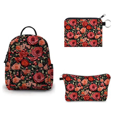 Load image into Gallery viewer, Mini Backpack, Pouch, &amp; Mini Pouch Bundled Set - Embroidery Rose Floral
