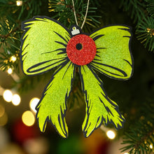 Load image into Gallery viewer, Green Sparkle Bow Freshie
