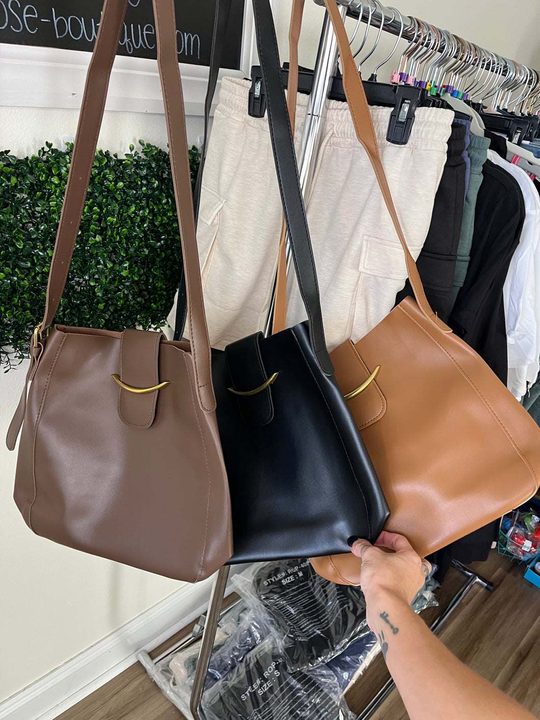 Pleather Snap Crossbody