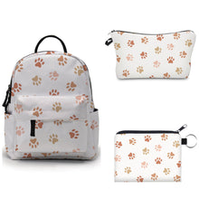 Load image into Gallery viewer, Mini Backpack, Pouch, &amp; Mini Pouch Bundled Set - Dog Paw Tan
