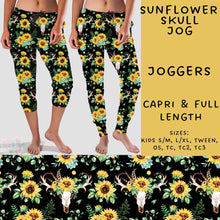 Load image into Gallery viewer, Ready To Ship - Sunflower Skull Capri Length Joggers
