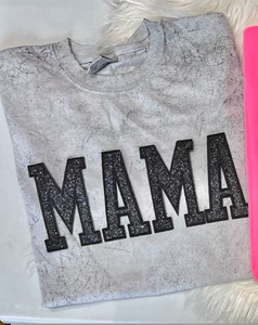 MAMA GLITTER EMBROIDERED PATCHES smoke tshirt