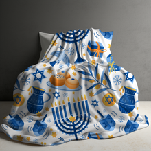 Load image into Gallery viewer, Blanket - White Hanukkah Holiday - PREORDER ENDS 10/10
