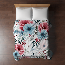 Load image into Gallery viewer, Blanket - Christmas Red Pink Blue Winter Floral - PREORDER ENDS 10/10
