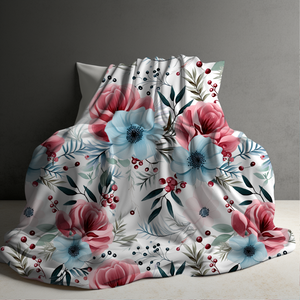 Blanket - Christmas Red Pink Blue Winter Floral - PREORDER ENDS 10/10