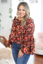 Load image into Gallery viewer, Rustic Floral Bell Sleeve Top
