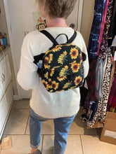 Load image into Gallery viewer, Mini Backpack, Pouch, &amp; Mini Pouch Bundled Set - Sunflower On Black
