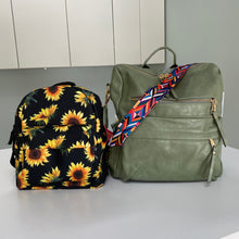 Load image into Gallery viewer, Mini Backpack, Pouch, &amp; Mini Pouch Bundled Set - Sunflower On Black
