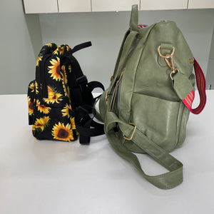 Mini Backpack, Pouch, & Mini Pouch Bundled Set - Sunflower On Black