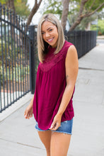 Load image into Gallery viewer, Boho Charm Sleeveless Top in Wine
