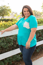 Load image into Gallery viewer, Turquoise &amp; Lace Boyfriend Tee
