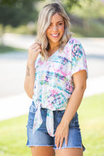 Load image into Gallery viewer, Aztec Tie Dye Front Knot Top
