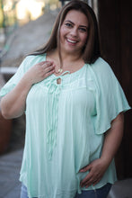 Load image into Gallery viewer, Peppermint Patti Peasant Top
