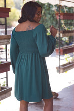 Load image into Gallery viewer, Winter Green Smocked Dress

