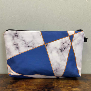 Pouch - Marble Geometric White Blue