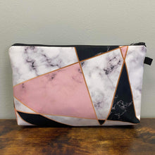 Load image into Gallery viewer, Pouch - Marble Geometric White Black Pink
